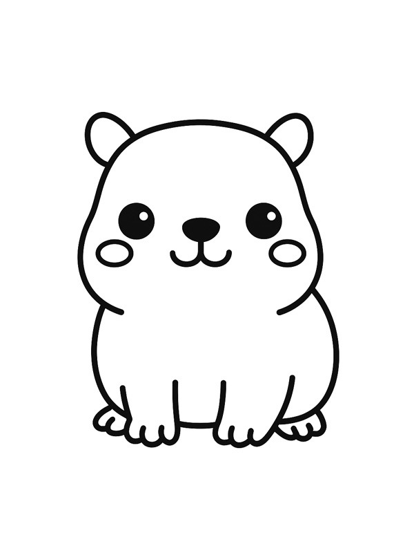 Capivara Kawaii Desenho para Colorir Capivara Kawaii Desenho para Colorir