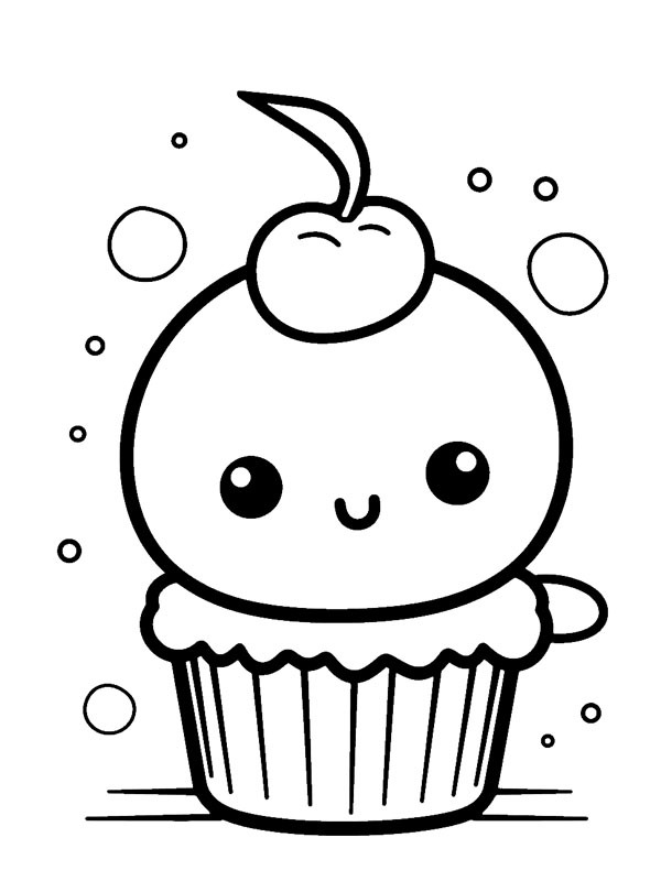 Cupcake kawaii Desenho para Colorir Cupcake kawaii Desenho para Colorir