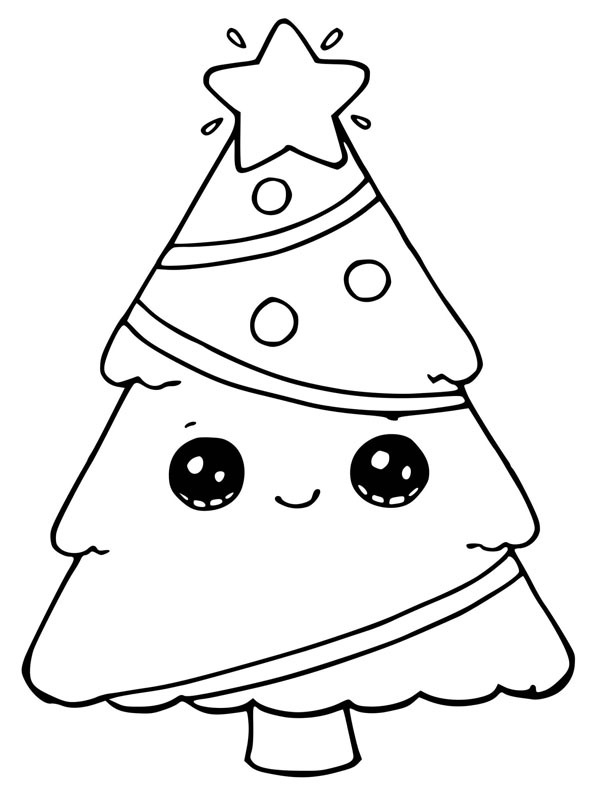 Árvore de Natal kawaii Desenho para Colorir Árvore de Natal kawaii Desenho para Colorir