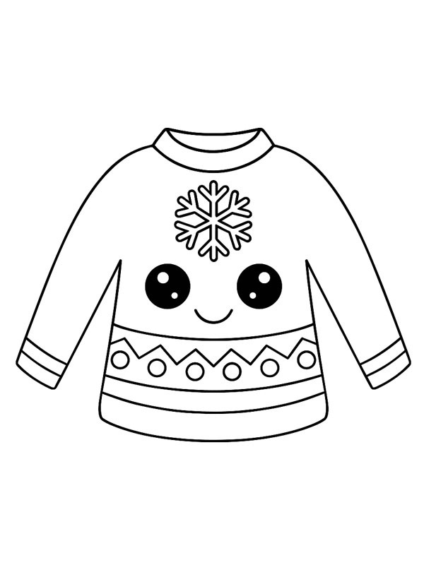 Suéter de Natal kawaii Desenho para Colorir Suéter de Natal kawaii Desenho para Colorir