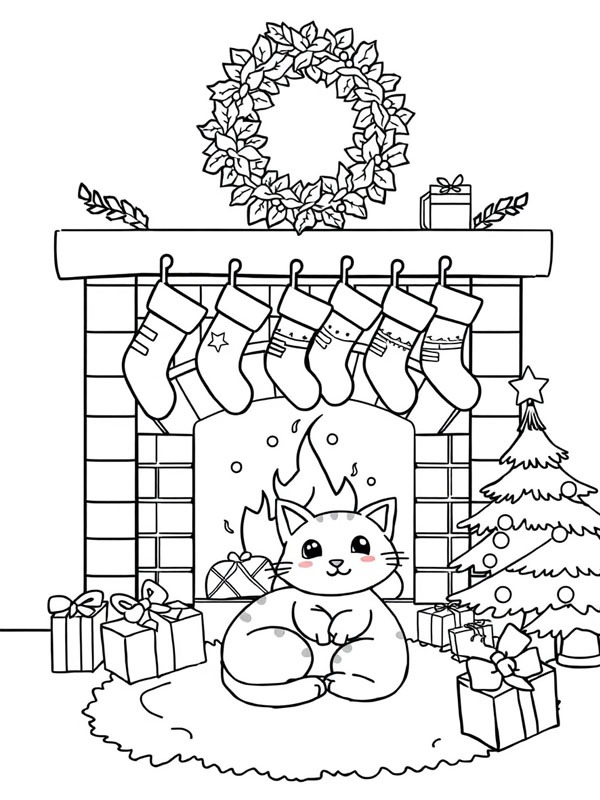 Lareira de Natal Desenho para Colorir Lareira de Natal Desenho para Colorir
