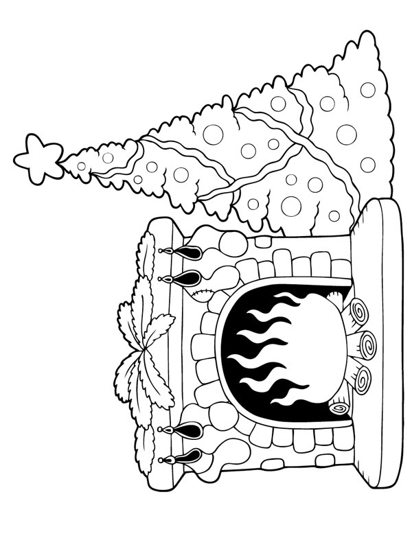 Árvore de Natal na lareira Desenho para Colorir Árvore de Natal na lareira Desenho para Colorir
