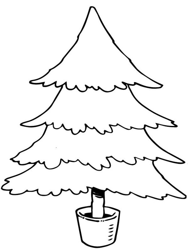 Árvore de Natal no vaso Desenho para Colorir Árvore de Natal no vaso Desenho para Colorir