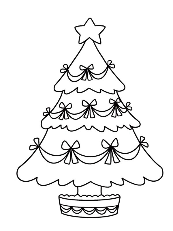Árvore de Natal com laços de Natal Desenho para Colorir Árvore de Natal com laços de Natal Desenho para Colorir