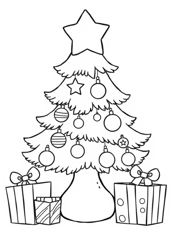Árvore de Natal com estrela Desenho para Colorir Árvore de Natal com estrela Desenho para Colorir