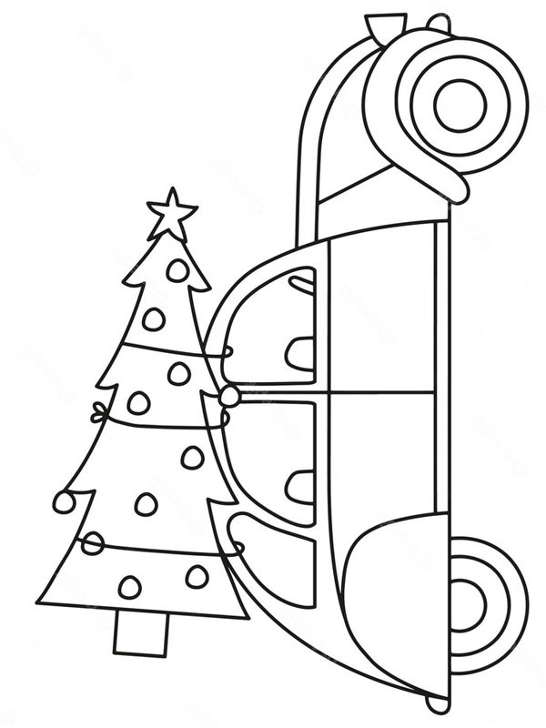 Árvore de Natal no carro Desenho para Colorir Árvore de Natal no carro Desenho para Colorir