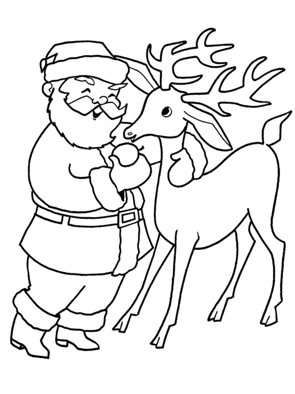 Papai Noel e sua rena Desenho para Colorir Papai Noel e sua rena Desenho para Colorir