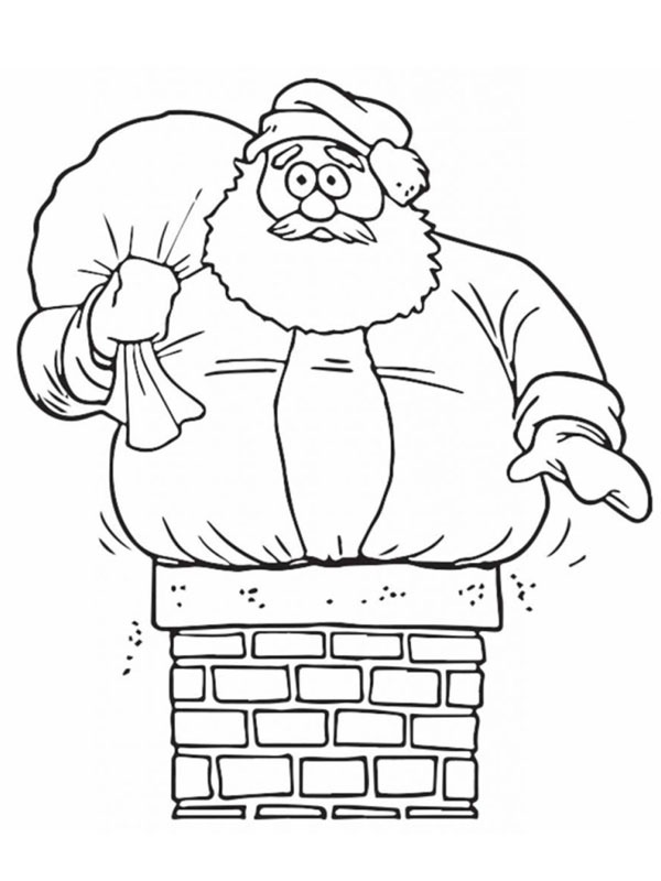 Papai Noel descendo a chaminé Desenho para Colorir Papai Noel descendo a chaminé Desenho para Colorir