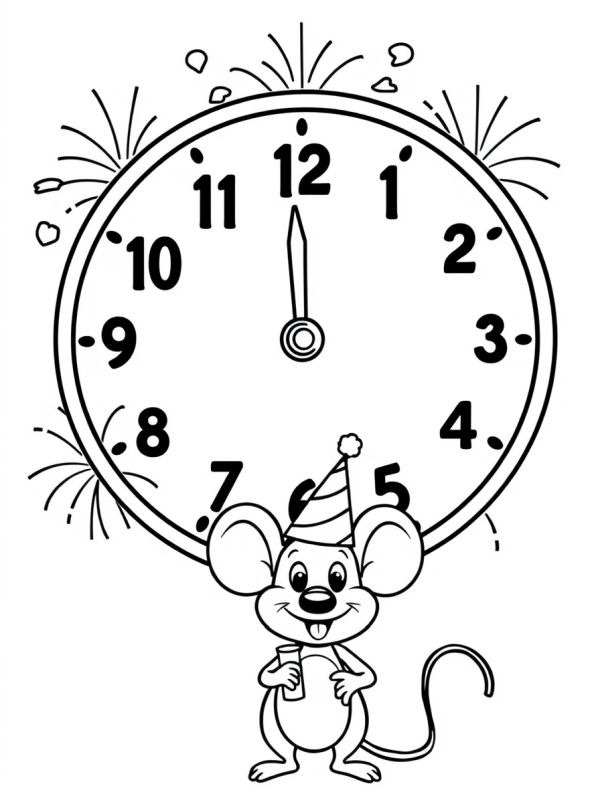 Relógio de Ano Novo Desenho para Colorir Relógio de Ano Novo Desenho para Colorir