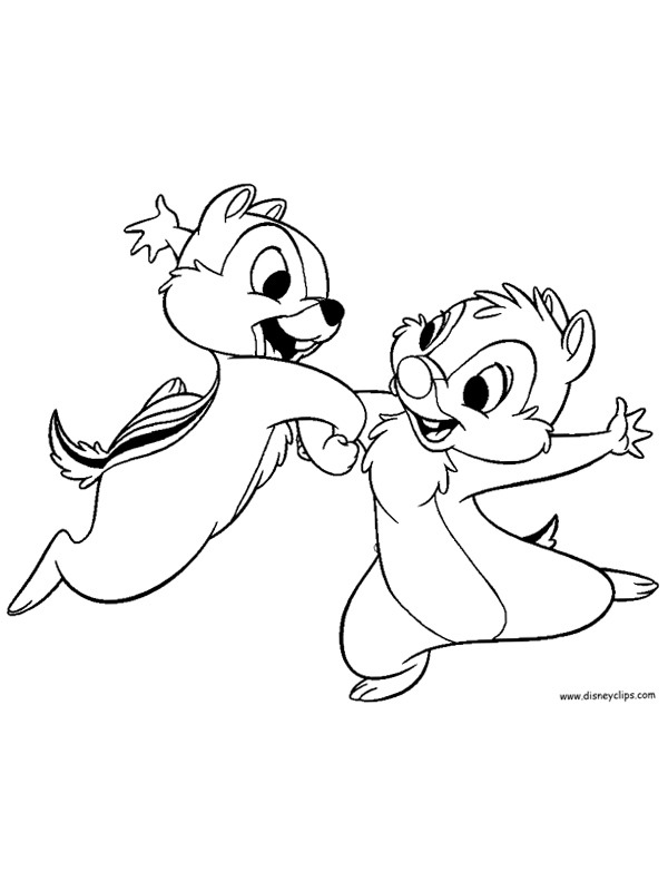 Tico e Teco dançando Desenho para Colorir Tico e Teco dançando Desenho para Colorir