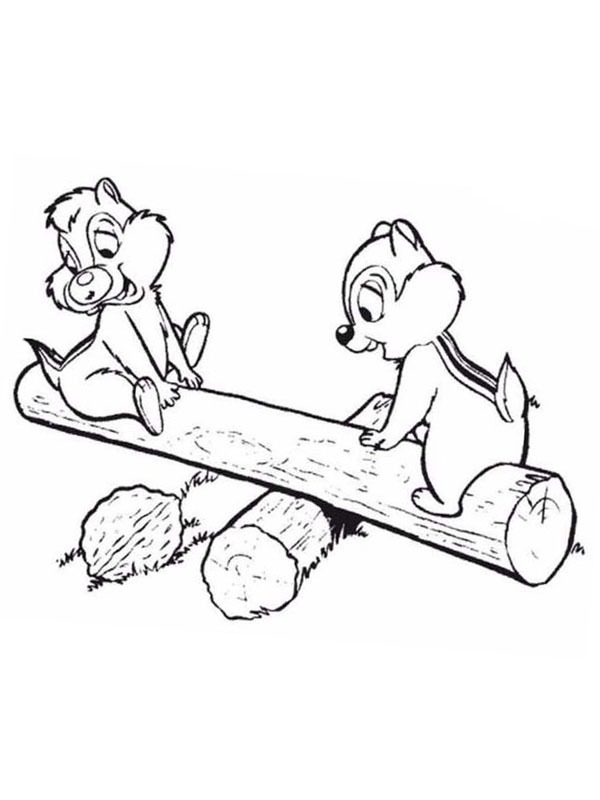 Tico e Teco na gangorra Desenho para Colorir Tico e Teco na gangorra Desenho para Colorir