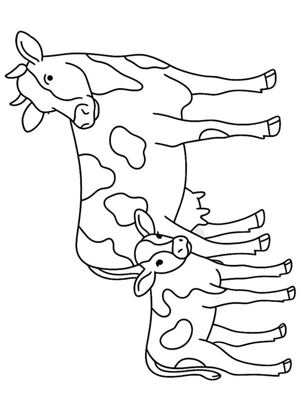Vaca com bezerro Desenho para Colorir Vaca com bezerro Desenho para Colorir