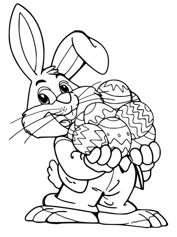 Coelho com ovinhos de Páscoa Desenho para Colorir Coelho com ovinhos de Páscoa Desenho para Colorir