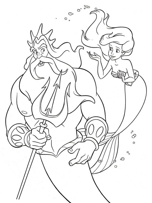 Rei Tritão e Ariel Desenho para Colorir Rei Tritão e Ariel Desenho para Colorir