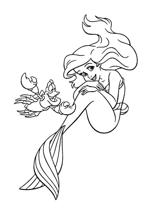 Sebastião e Princesa Ariel Desenho para Colorir Sebastião e Princesa Ariel Desenho para Colorir