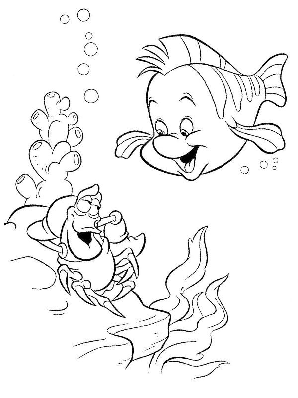 Caranguejo Sebastião e Linguado Desenho para Colorir Caranguejo Sebastião e Linguado Desenho para Colorir