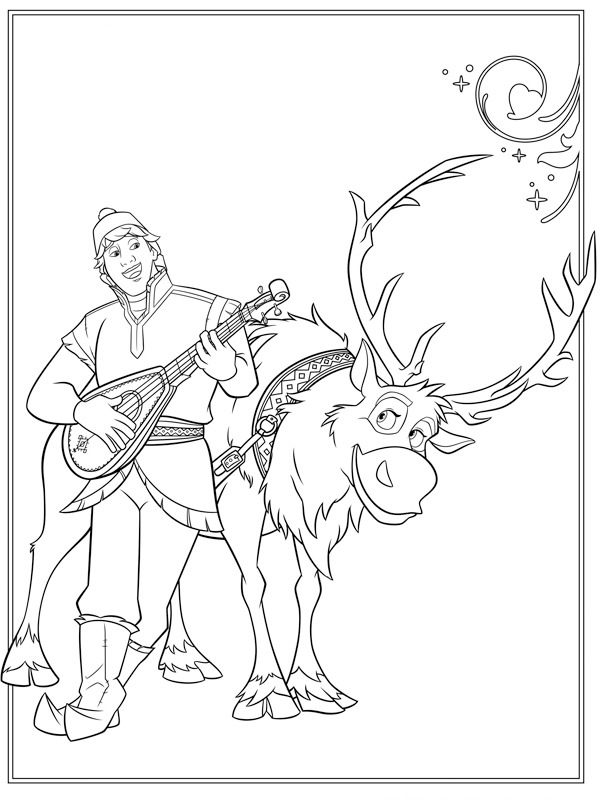 Kristoff e sua rena Sven Desenho para Colorir Kristoff e sua rena Sven Desenho para Colorir
