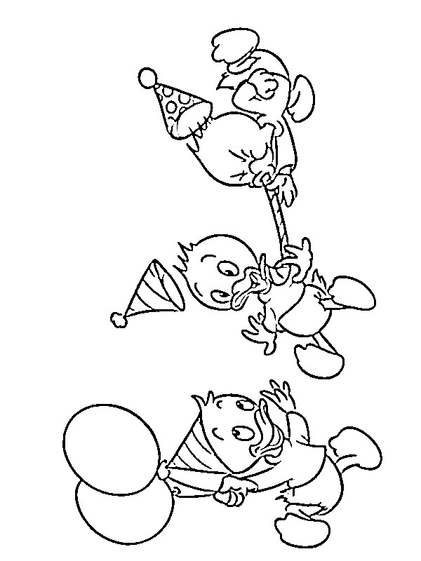 Huguinho, Zezinho e Luisinho fazendo aniversário Desenho para Colorir Huguinho, Zezinho e Luisinho fazendo aniversário Desenho para Colorir