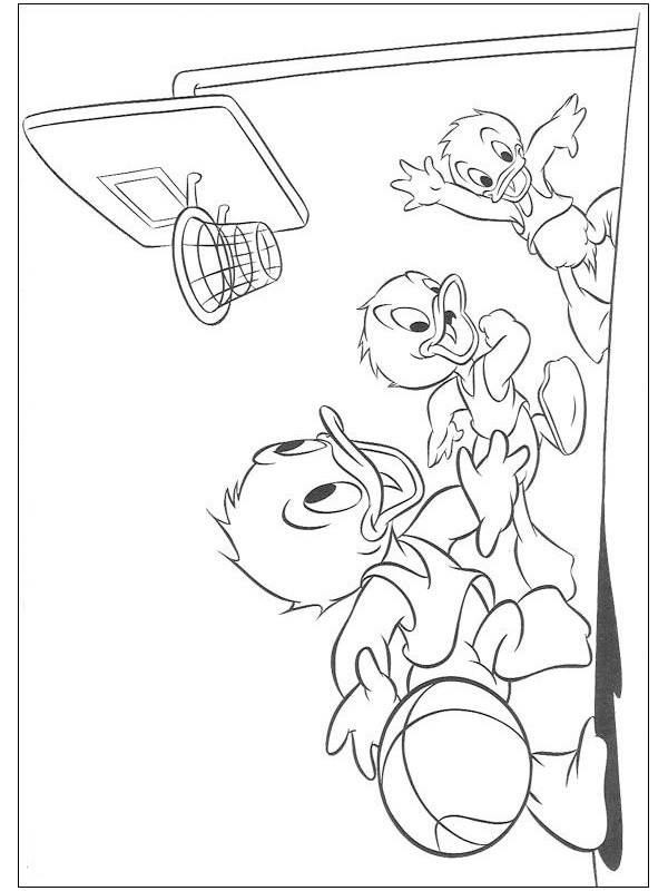 Huguinho, Zezinho e Luizinho jogando basquete Desenho para Colorir Huguinho, Zezinho e Luizinho jogando basquete Desenho para Colorir