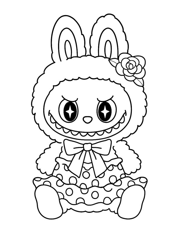 Labubu usando vestido Desenho para Colorir Labubu usando vestido Desenho para Colorir
