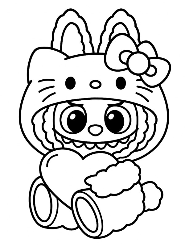 Labubu Hello Kitty Desenho para Colorir Labubu Hello Kitty Desenho para Colorir