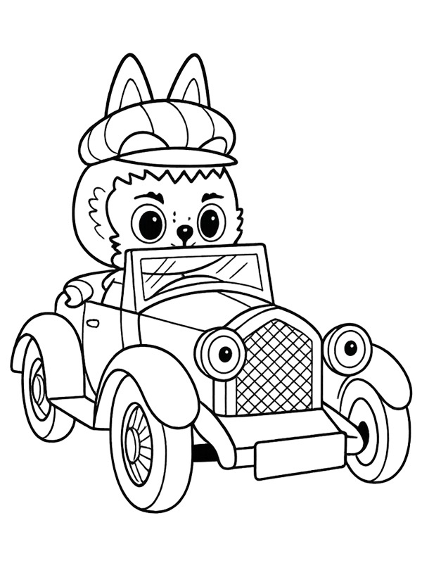Labubu dentro do carro Desenho para Colorir Labubu dentro do carro Desenho para Colorir