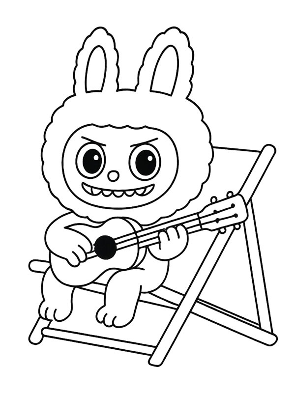 Labubu tocando guitarra Desenho para Colorir Labubu tocando guitarra Desenho para Colorir