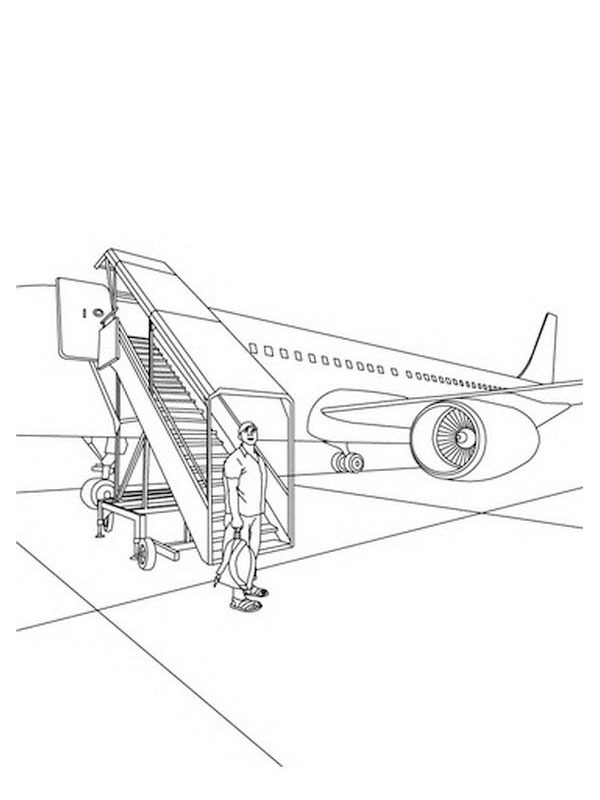 Escada na entrada do avião Desenho para Colorir Escada na entrada do avião Desenho para Colorir