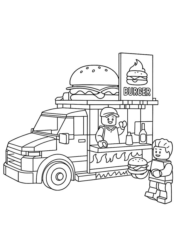 Caminhão de hambúrguer LEGO Desenho para Colorir Caminhão de hambúrguer LEGO Desenho para Colorir