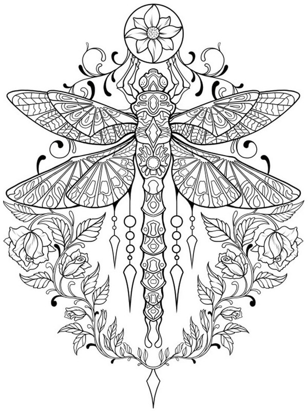 Tatuagem de libélula e borboleta Desenho para Colorir Tatuagem de libélula e borboleta Desenho para Colorir