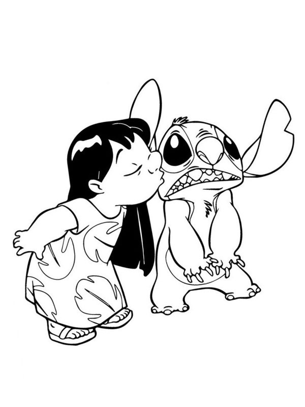 Lilo dá um beijo em Stitch Desenho para Colorir Lilo dá um beijo em Stitch Desenho para Colorir