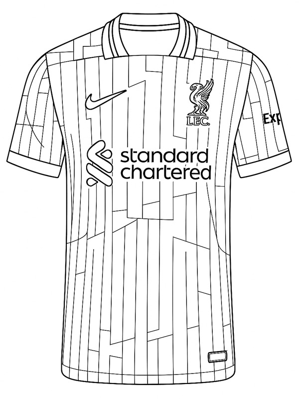 Camisa de futebol do Liverpool Desenho para Colorir Camisa de futebol do Liverpool Desenho para Colorir