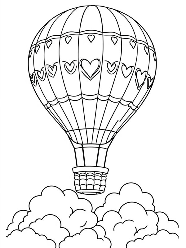 Balão de ar quente nas nuvens Desenho para Colorir Balão de ar quente nas nuvens Desenho para Colorir