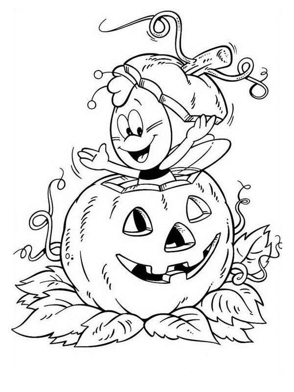 Maia, a abelha, no Halloween Desenho para Colorir Maia, a abelha, no Halloween Desenho para Colorir