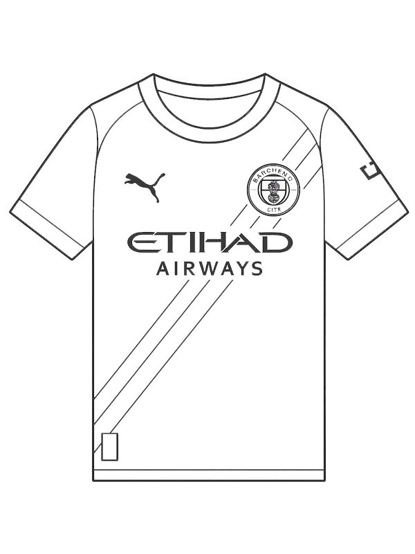Camisa de futebol do Manchester City Desenho para Colorir Camisa de futebol do Manchester City Desenho para Colorir