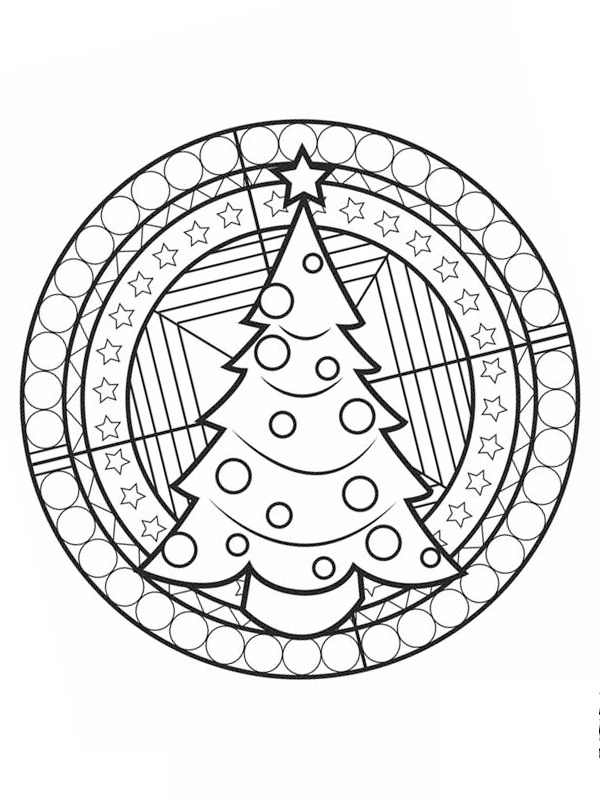 Mandala de Árvore de Natal Desenho para Colorir Mandala de Árvore de Natal Desenho para Colorir