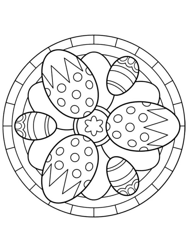 Mandala de ovos de Páscoa Desenho para Colorir Mandala de ovos de Páscoa Desenho para Colorir