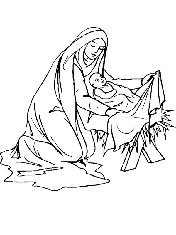 Maria e Jesus Desenho para Colorir Maria e Jesus Desenho para Colorir