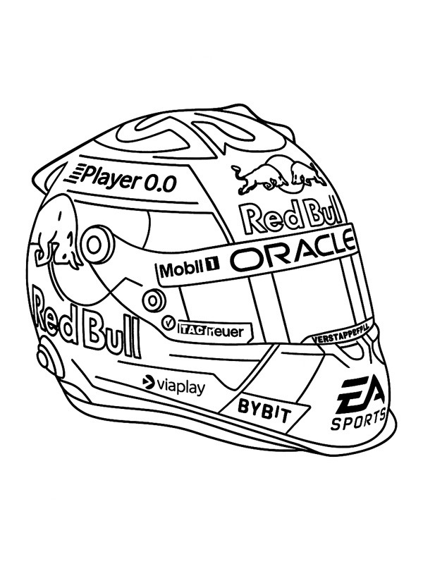 Capacete do Max Verstappen Desenho para Colorir Capacete do Max Verstappen Desenho para Colorir
