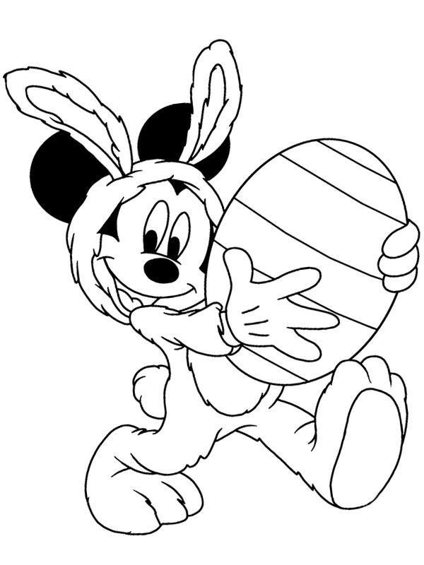 Mickey Mouse com ovo de Páscoa Desenho para Colorir Mickey Mouse com ovo de Páscoa Desenho para Colorir