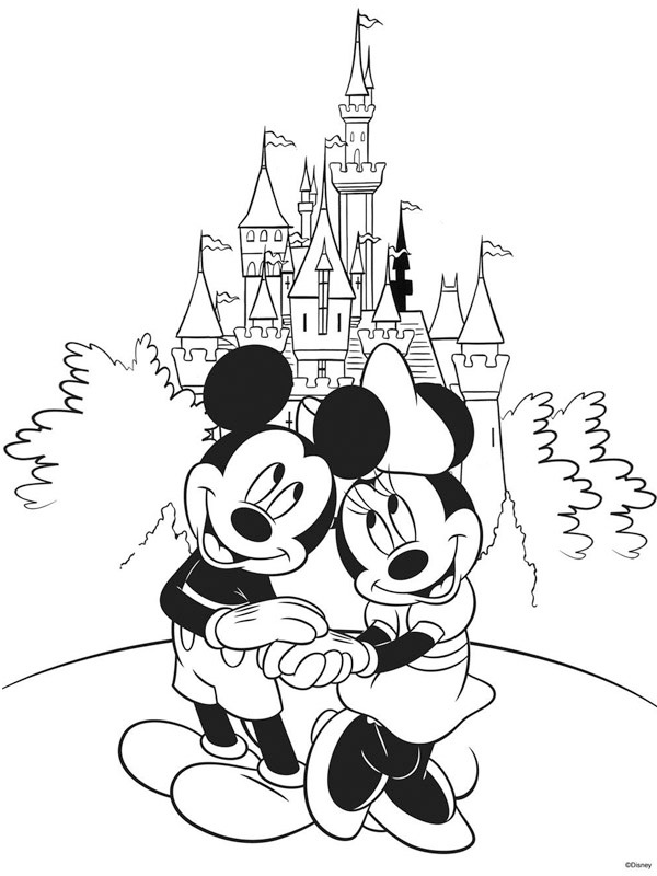 Minnie e Mickey Mouse na Disneyland Desenho para Colorir Minnie e Mickey Mouse na Disneyland Desenho para Colorir