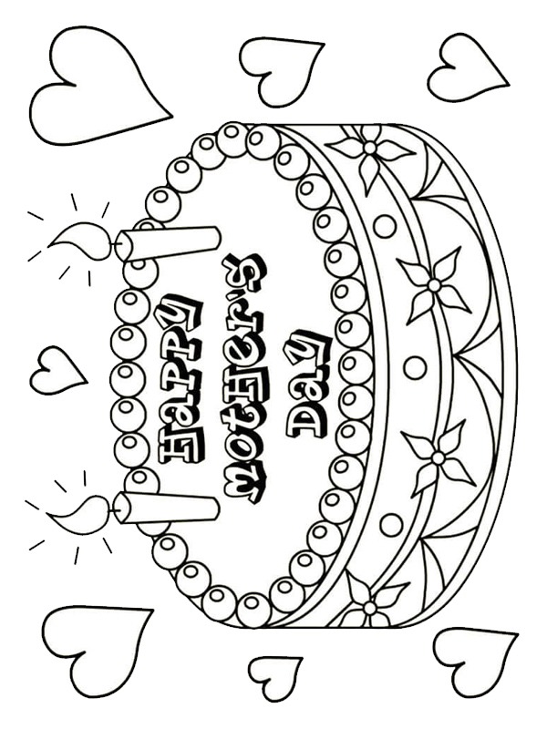 Bolo do Dia das Mães Desenho para Colorir Bolo do Dia das Mães Desenho para Colorir