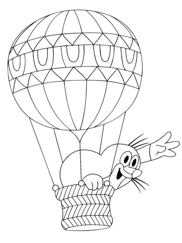 Toupeira acenando do balão Desenho para Colorir Toupeira acenando do balão Desenho para Colorir