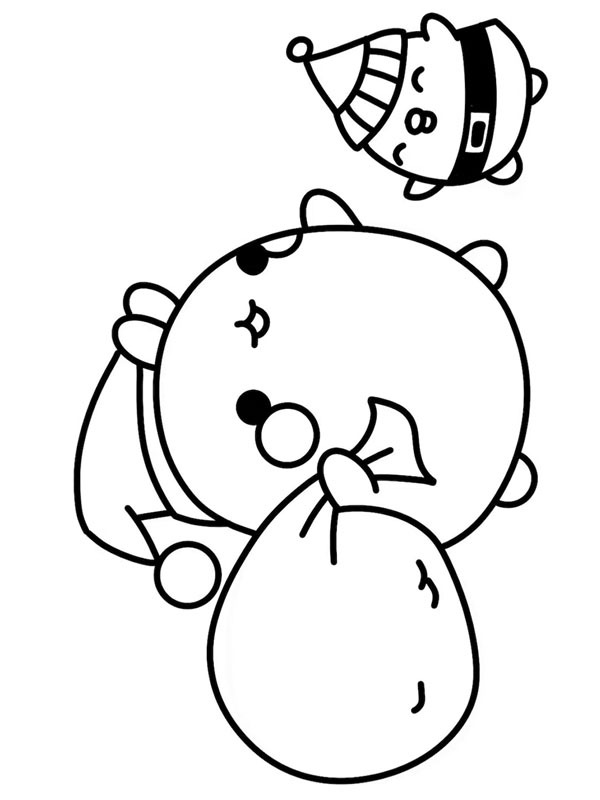 Molang e Piu Piu de Natal Desenho para Colorir