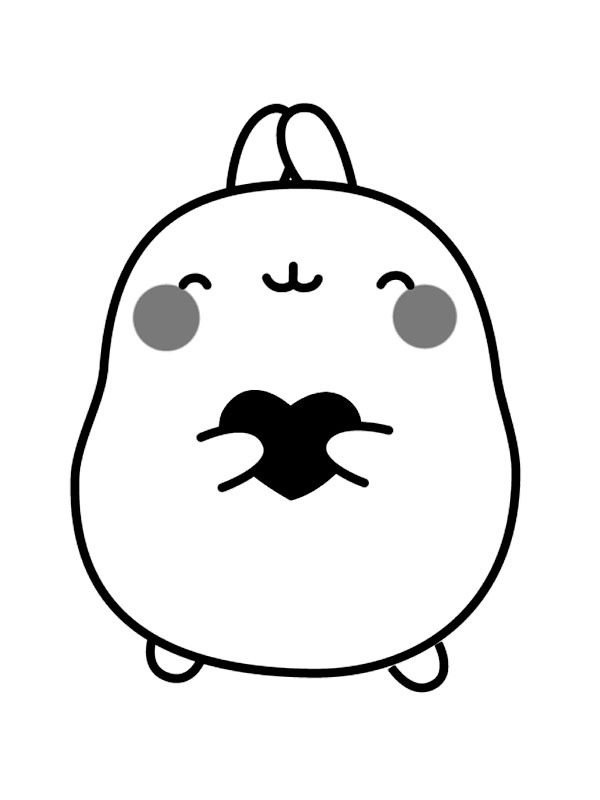 Molang segurando um cora&ccedil;&atilde;o Desenho para Colorir