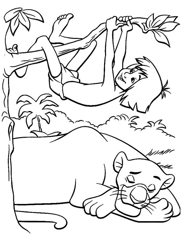 Mogli escalando a árvore Desenho para Colorir Mogli escalando a árvore Desenho para Colorir