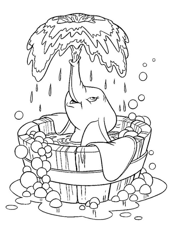 Elefante na banheira Desenho para Colorir Elefante na banheira Desenho para Colorir