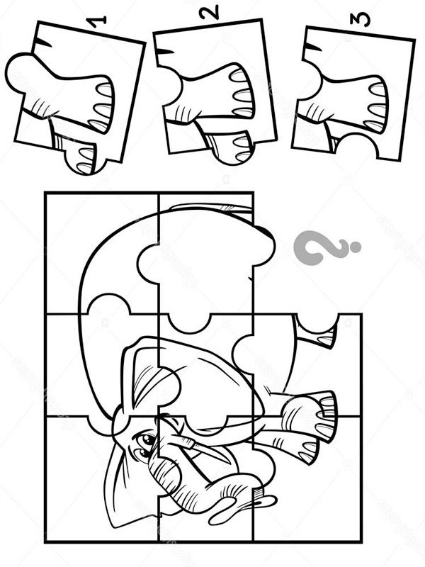 Quebra-cabeça de elefante Desenho para Colorir Quebra-cabeça de elefante Desenho para Colorir