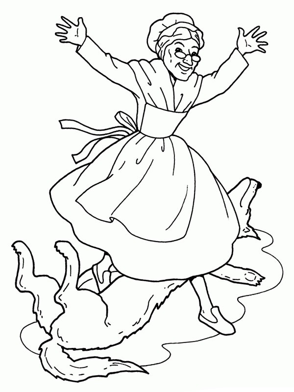 A avó da Chapeuzinho Vermelho foi salva Desenho para Colorir A avó da Chapeuzinho Vermelho foi salva Desenho para Colorir