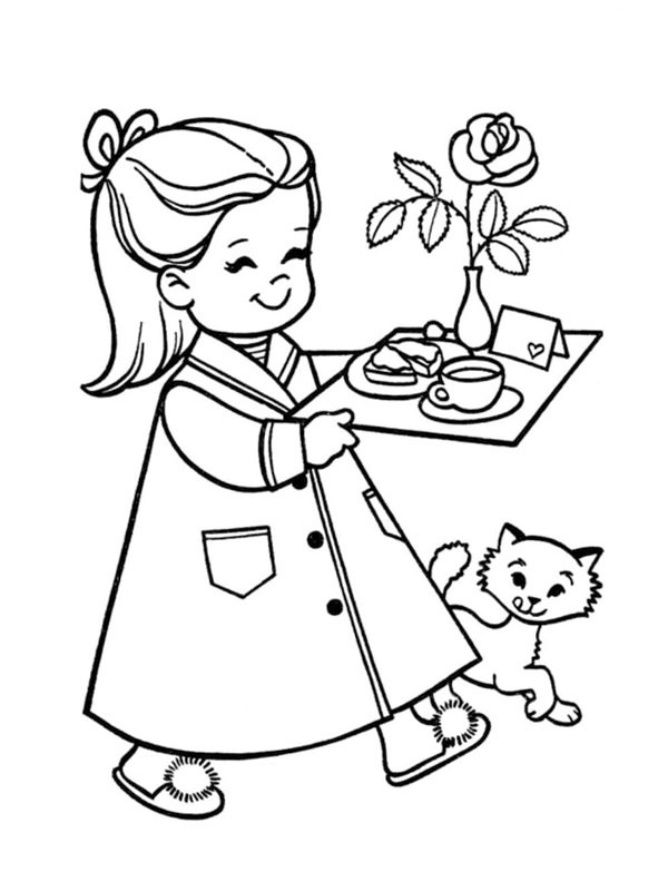 Entrega de café da manhã Desenho para Colorir Entrega de café da manhã Desenho para Colorir